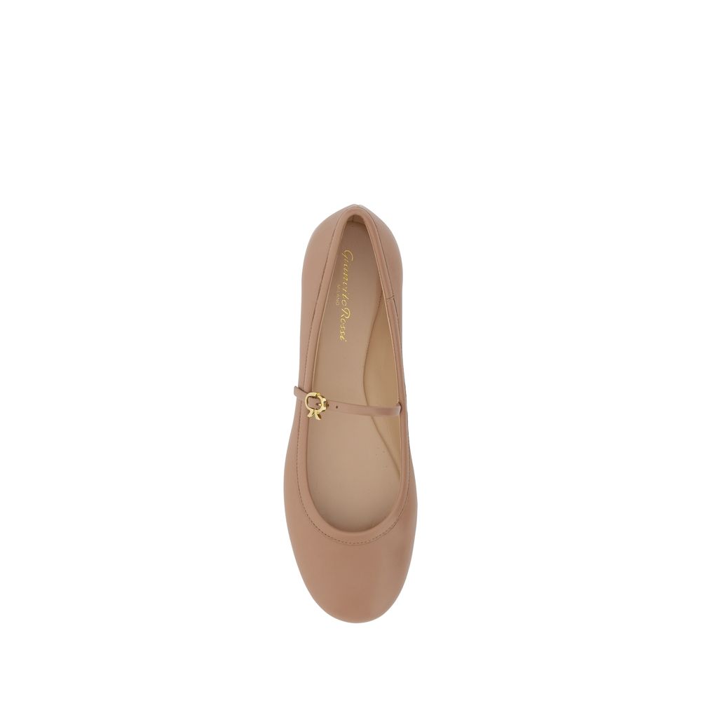 Gianvito Rossi Ballerine in Pelle di Vitello Beige Bos Taurus