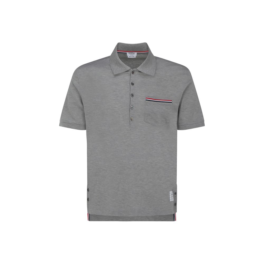 Camisa Polo de Algodón Gris Thom Browne