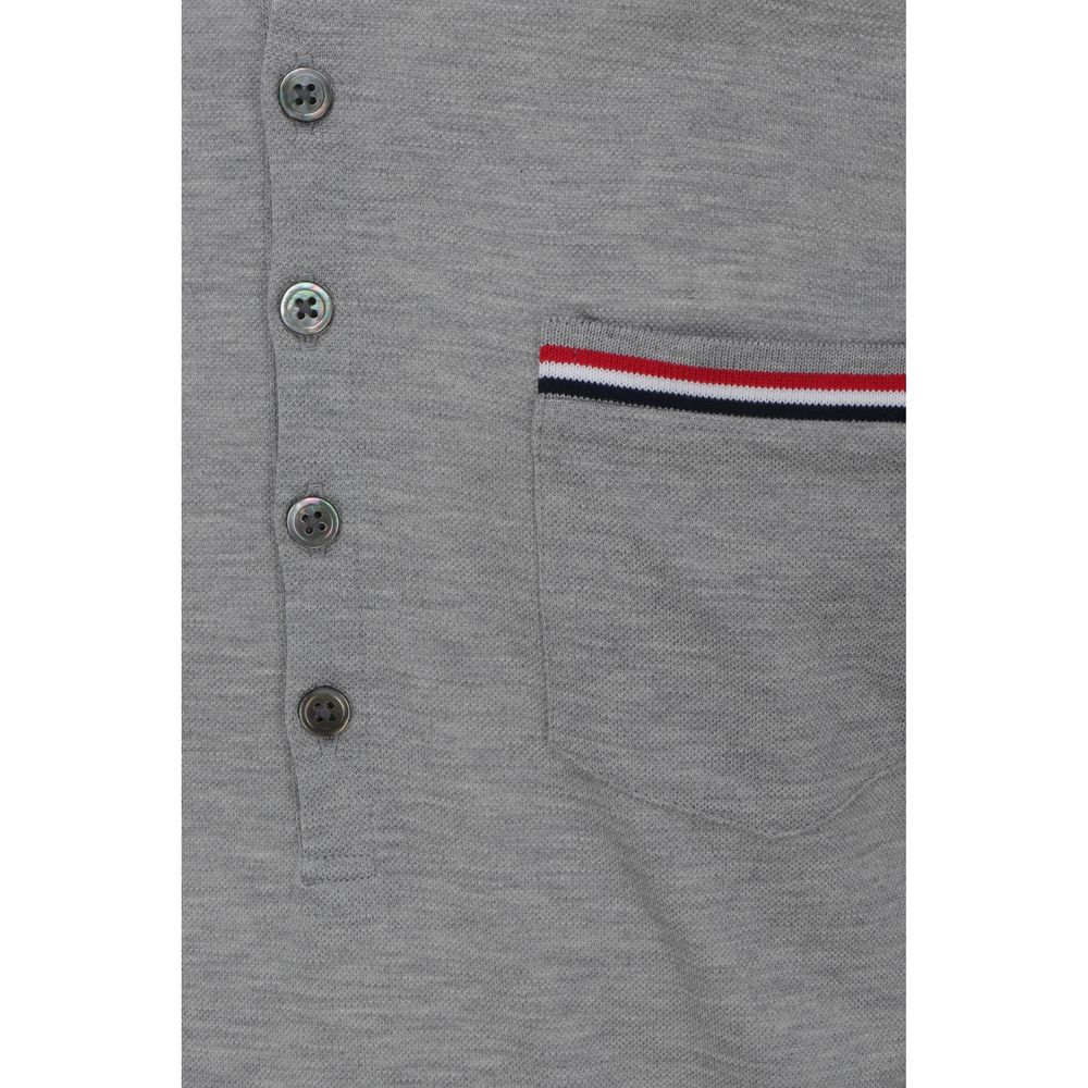 Camisa Polo de Algodón Gris Thom Browne