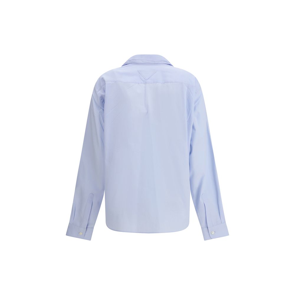 Chemise en coton bleu clair Prada