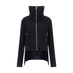 Rick Owens Czarna Kurtka Biker z Wełny Fleece