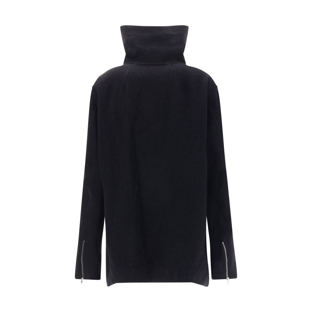 Rick Owens Czarna Kurtka Biker z Wełny Fleece