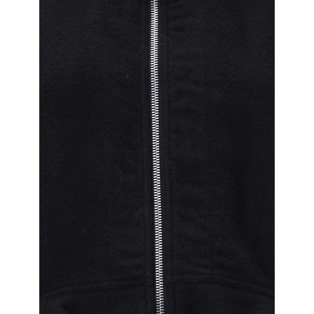 Rick Owens Czarna Kurtka Biker z Wełny Fleece
