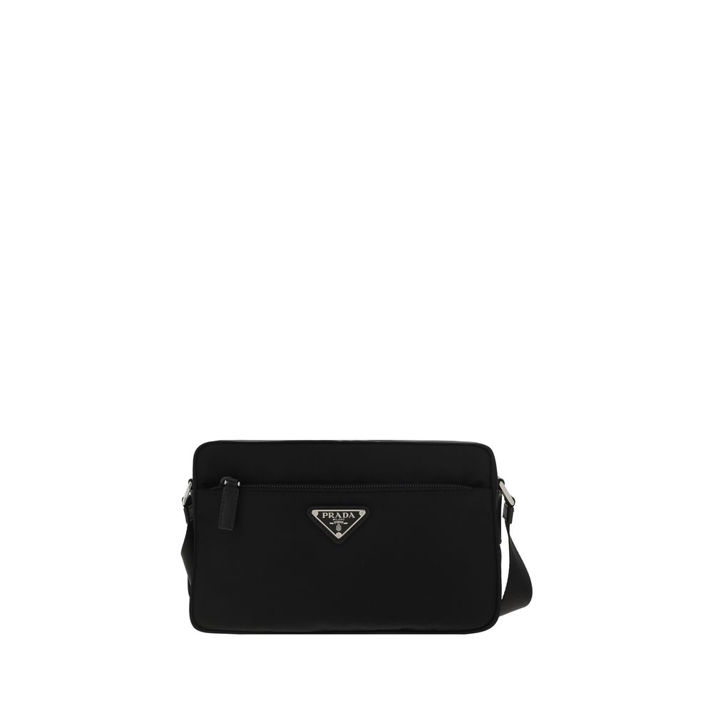Borsa a tracolla in nylon nero Prada