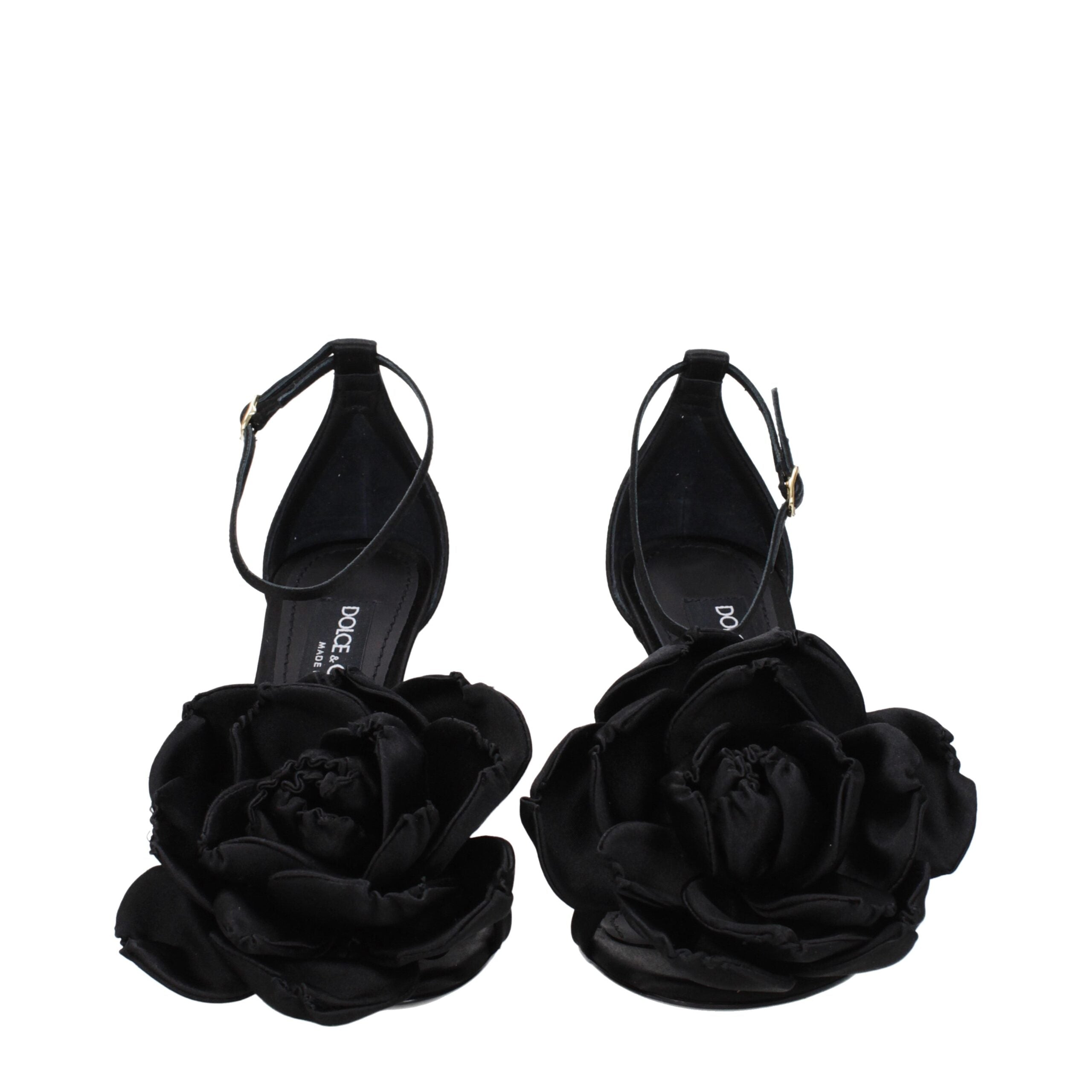 Dolce & Gabbana Black Satin Stiletto Heel Sandals