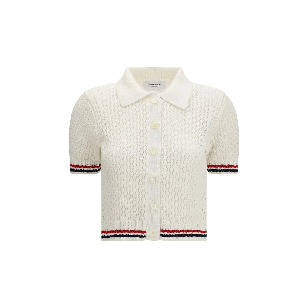 Thom Browne White Cotton Polo Shirt