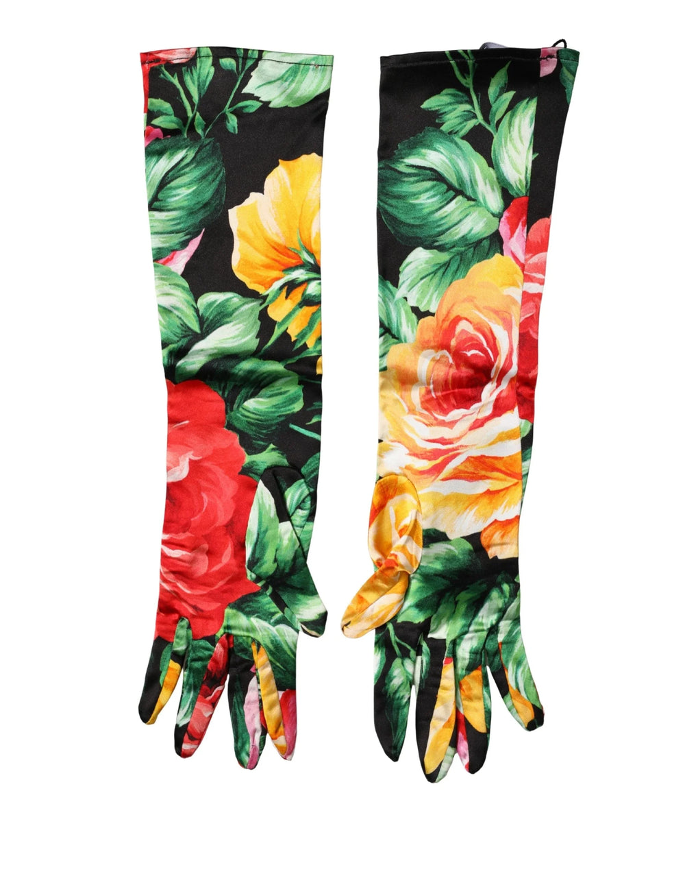 Dolce & Gabbana Multicolor Floral Print Elbow Length Women Gloves - 7|S