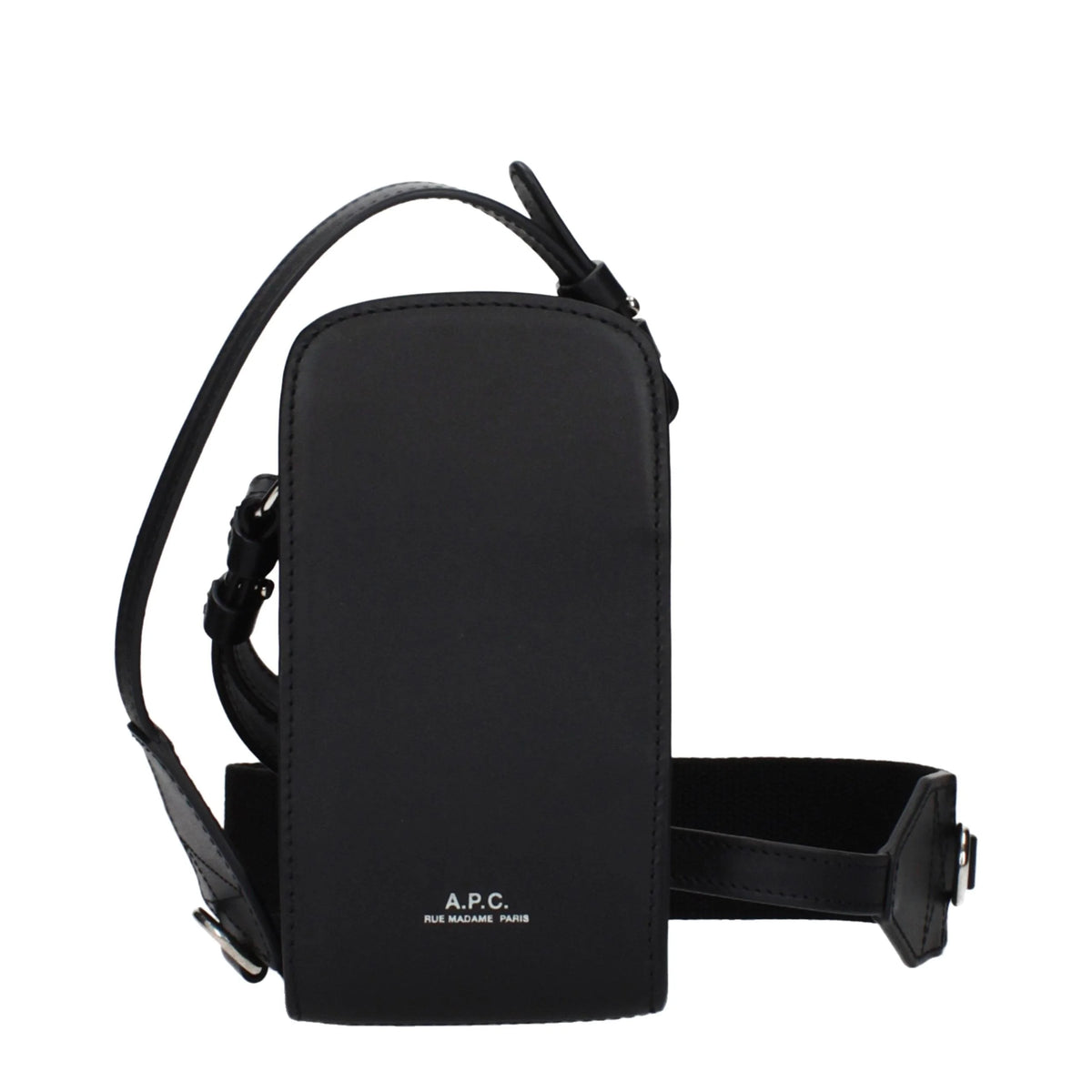 Sac bandoulière en cuir noir A.P.C.