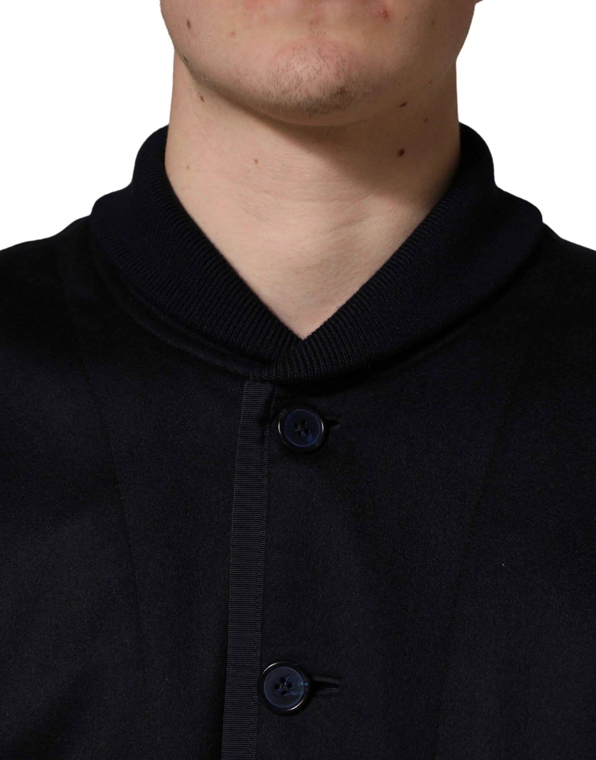 Dolce & Gabbana Black Cashmere Knitted Button Down Jacket - IT56 | XXL