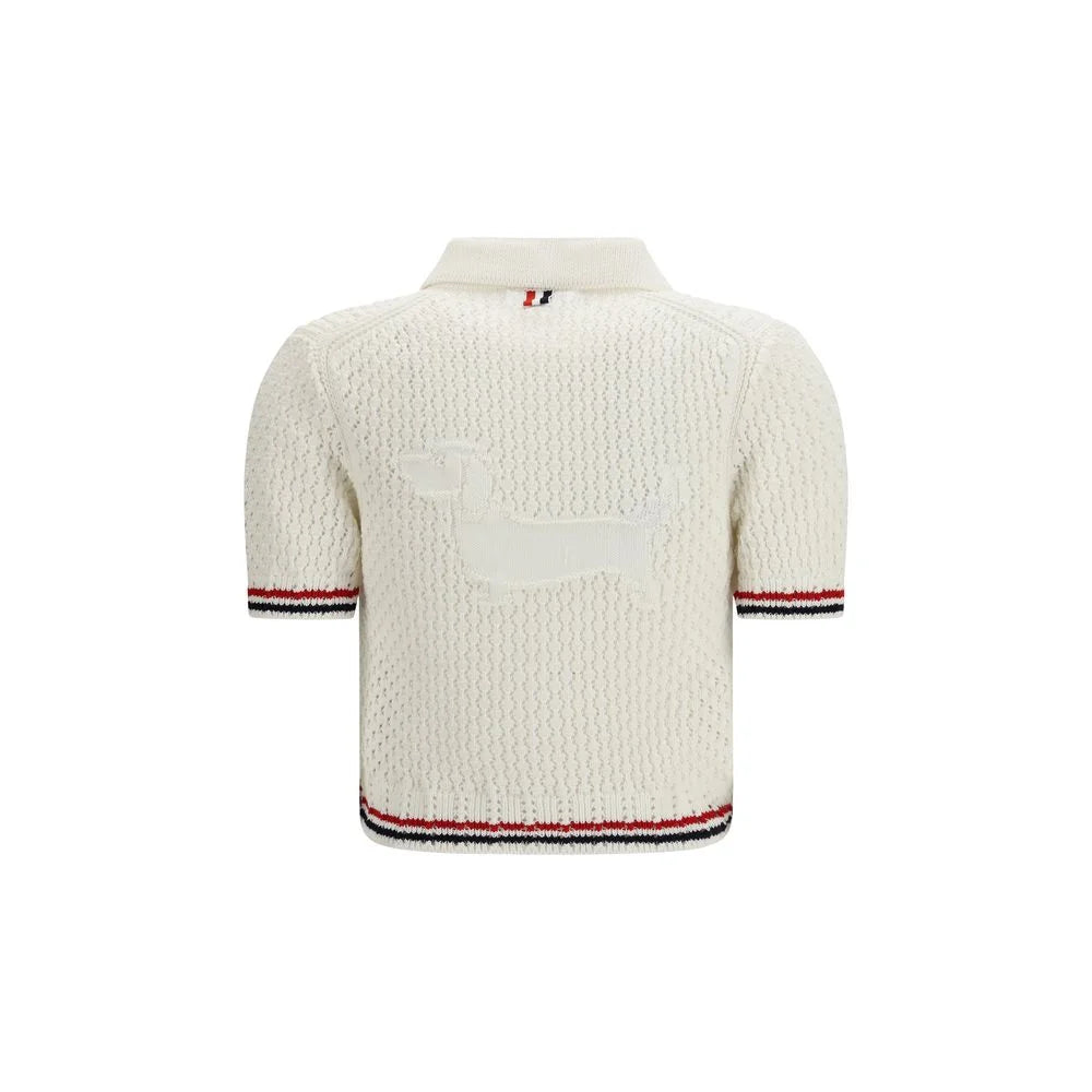 Thom Browne White Cotton Polo Shirt