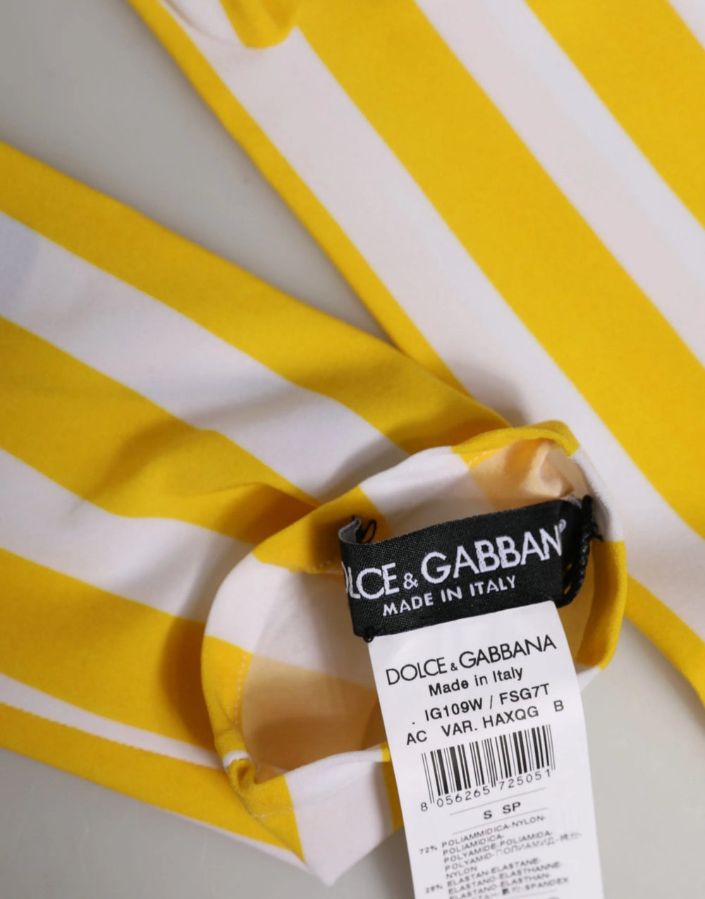 Dolce & Gabbana Yellow White Stripes Nylon Elbow Length Women Gloves - 7|S