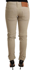 Acht Beige Denim Cotton Bottom Slim Fit Folded Pant - W26 | IT40 - Jeans