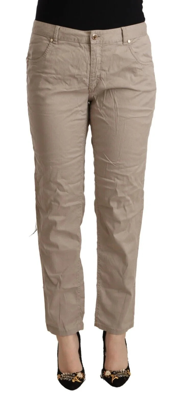 Acht Beige Tencel Mid Waist Tapered Casual Pants - IT42|M - Trousers