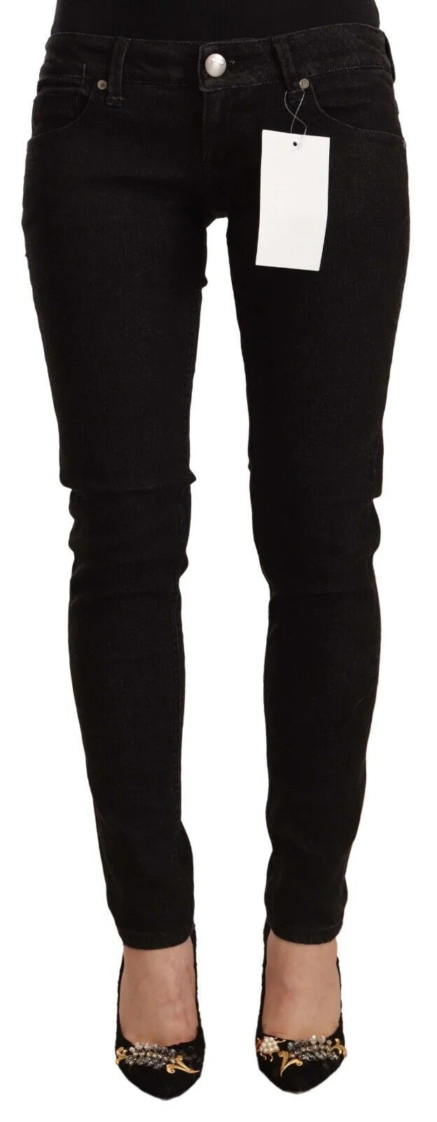 Acht Black Cotton Low Waist Skinny Denim Jeans - W26 | IT40 - Jeans