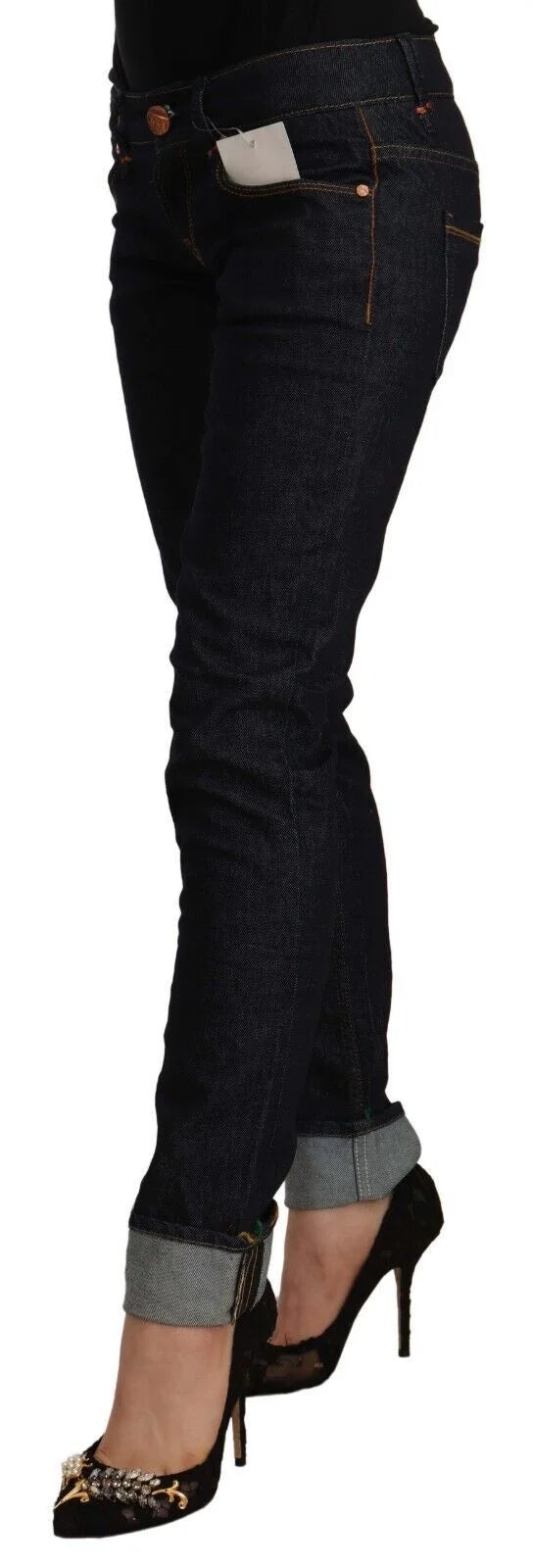 Acht Black Cotton Low Waist Slim Fit Denim Jeans - W26 - Jeans