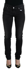 Acht Black Cotton Low Waist Slim Fit Women Casual Denim Jeans - W26 - Jeans