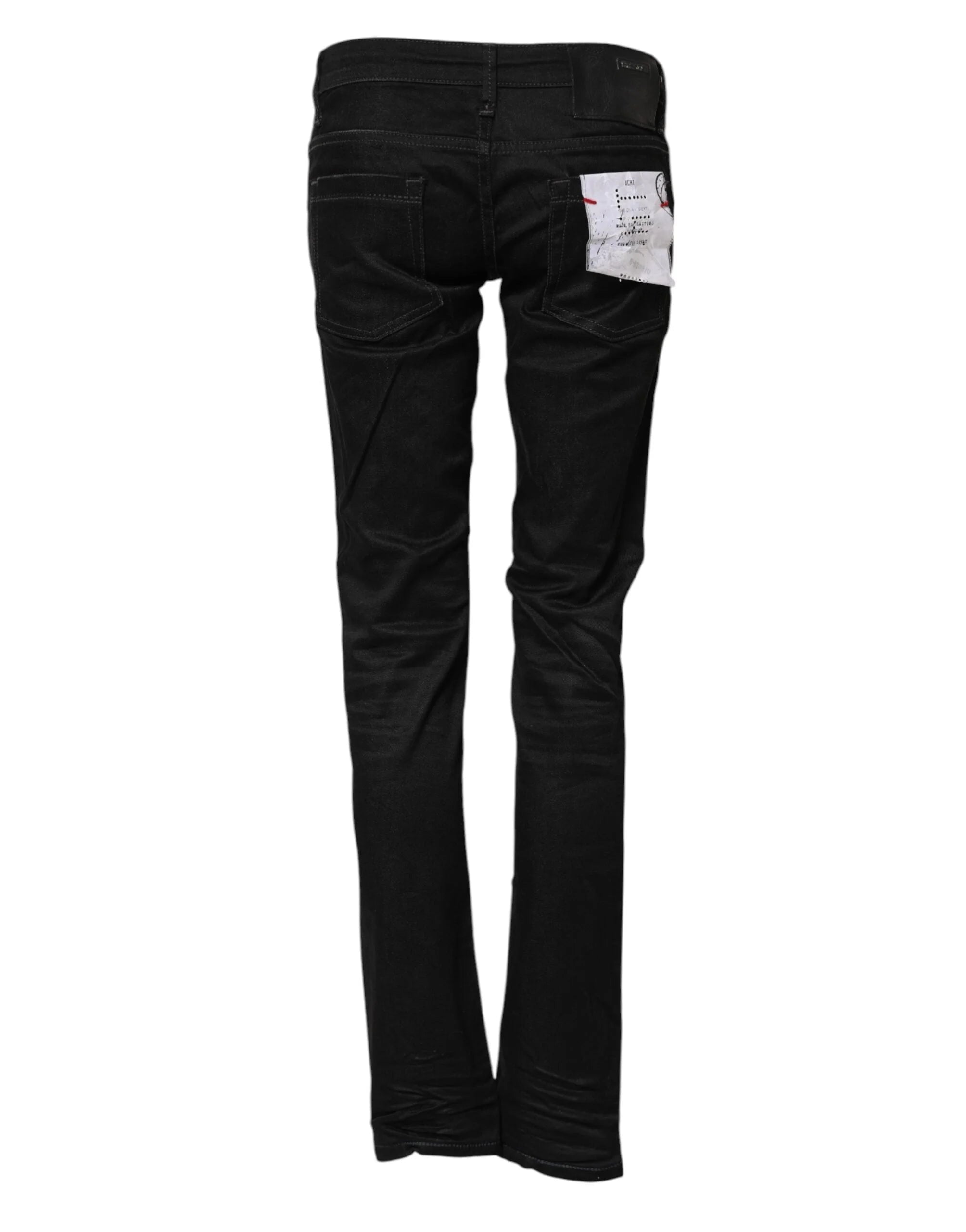 Acht Black Cotton Slim Fit Denim Low Waist Denim Jeans - Jeans
