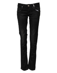 Acht Black Cotton Slim Fit Denim Low Waist Denim Jeans - Jeans