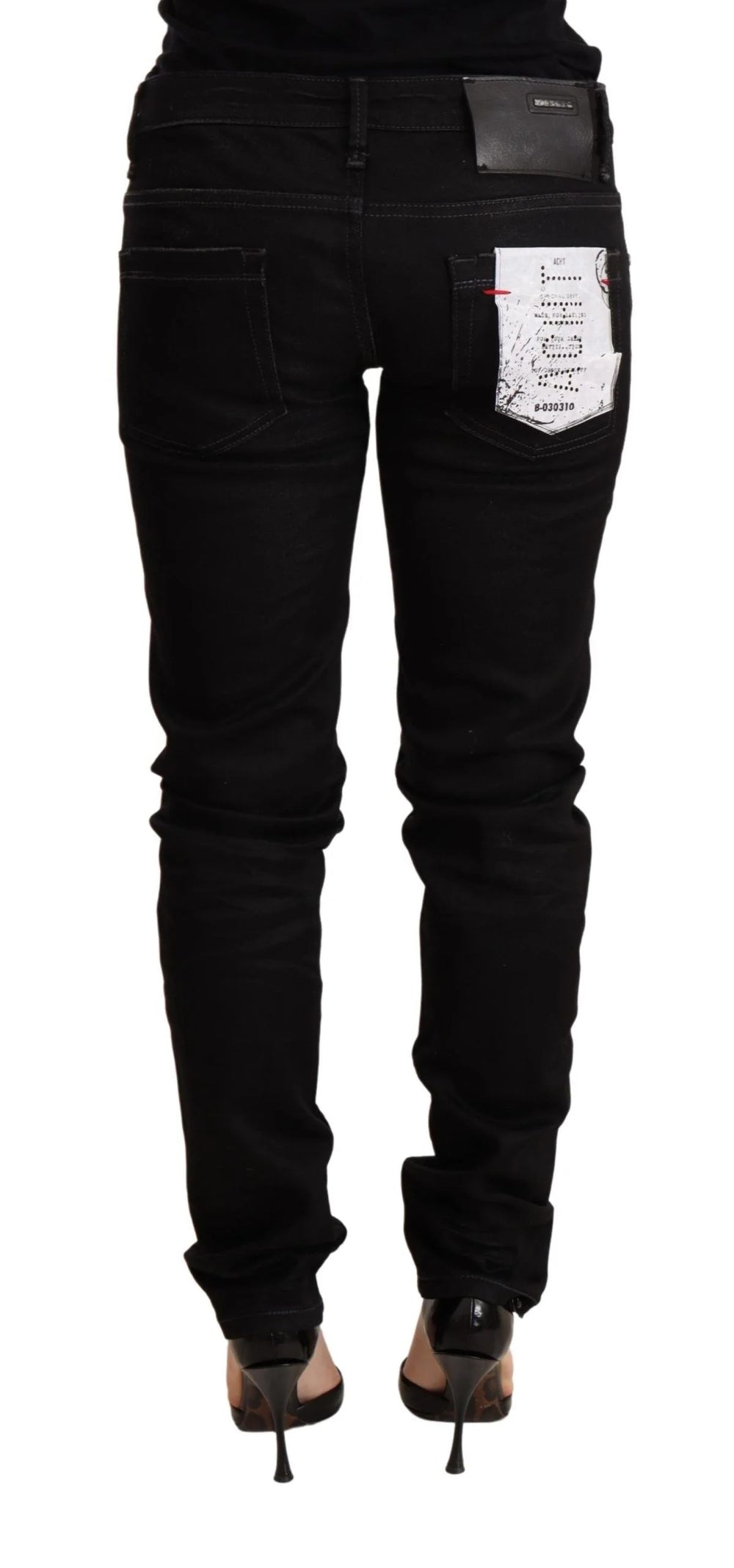 Acht Black Low Waist Skinny Denim Cotton Trouser - Jeans