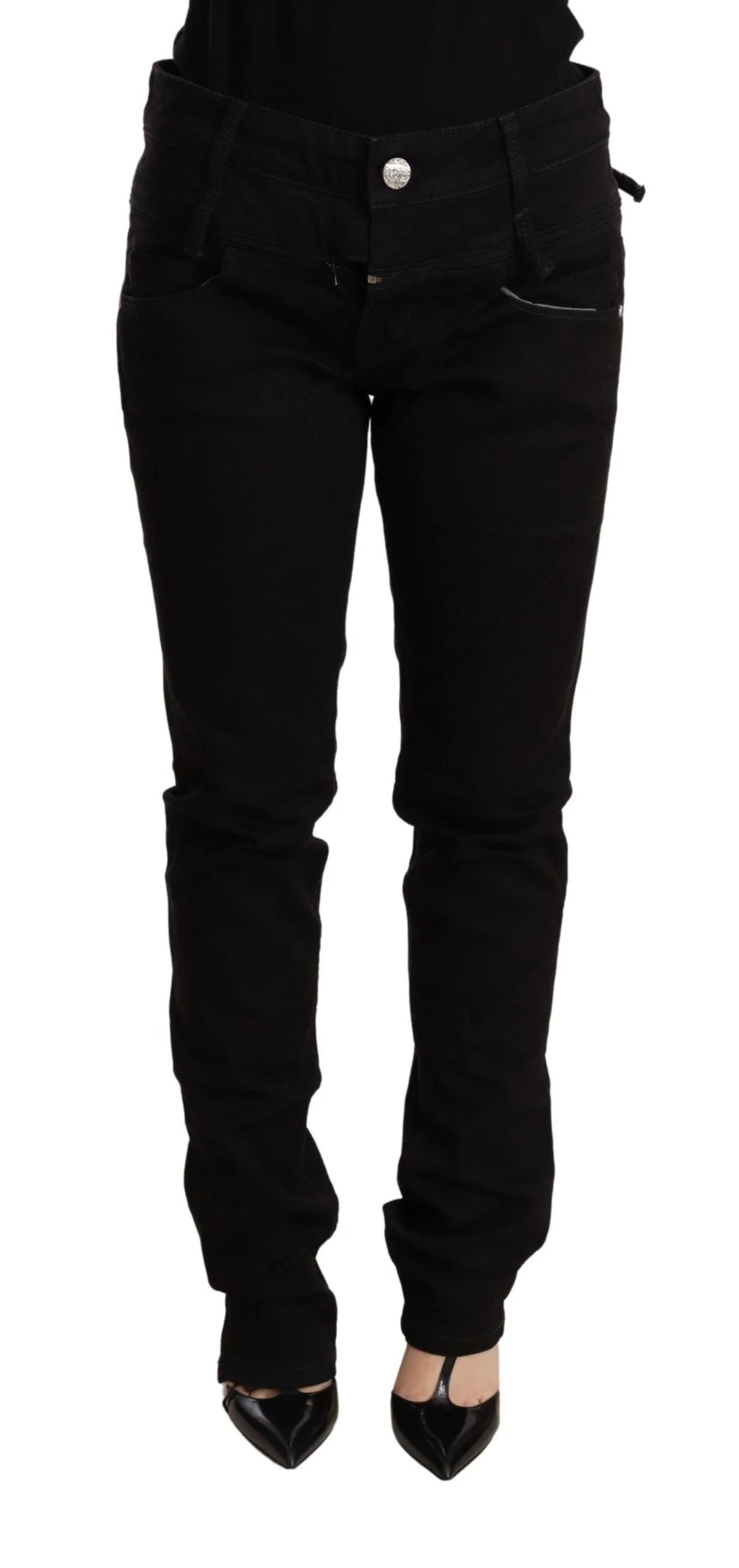 Acht Black Low Waist Skinny Denim Jeans Trouser - W26 - Jeans