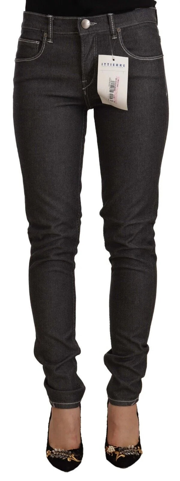 Acht Black Low Waist Skinny Denim Slim Fit Jeans - W26 | IT40