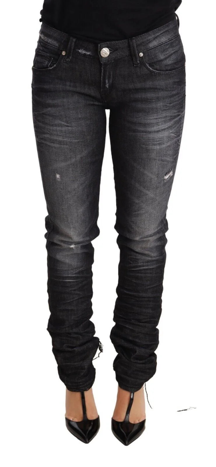 Acht Black Washed Cotton Low Waist Skinny Denim Trouser Jeans - W26 - Jeans