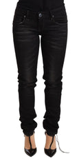 Acht Black Washed Cotton Slim Fit Denim Low Waist Trouser Jeans - Jeans
