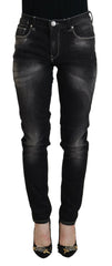 Acht Black Washed Mid Waist Tapered Women Casual Denim Jeans - W26 - Jeans