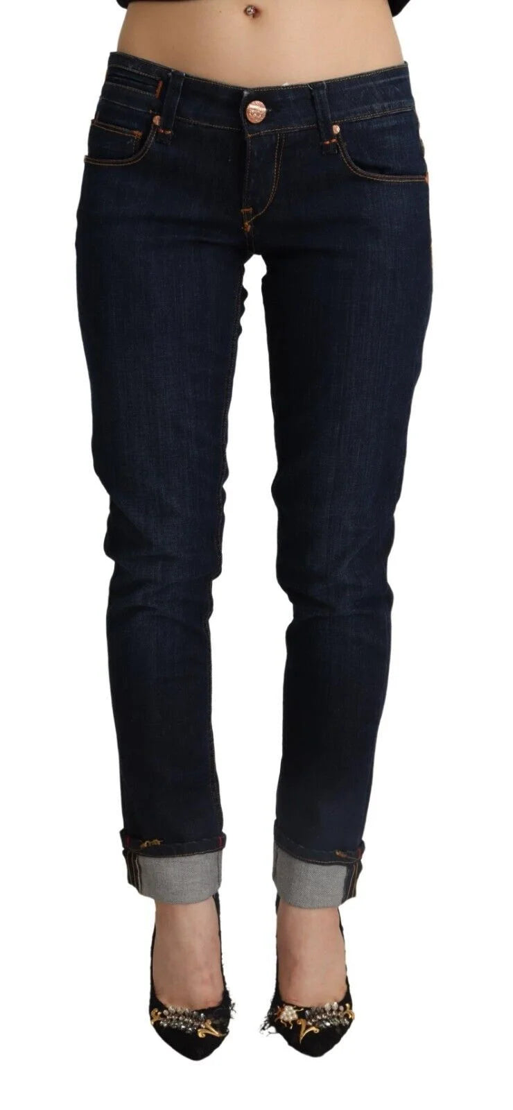 Acht Blue Cotton Low Waist Slim Fit Denim Women Trouser Jeans - W26