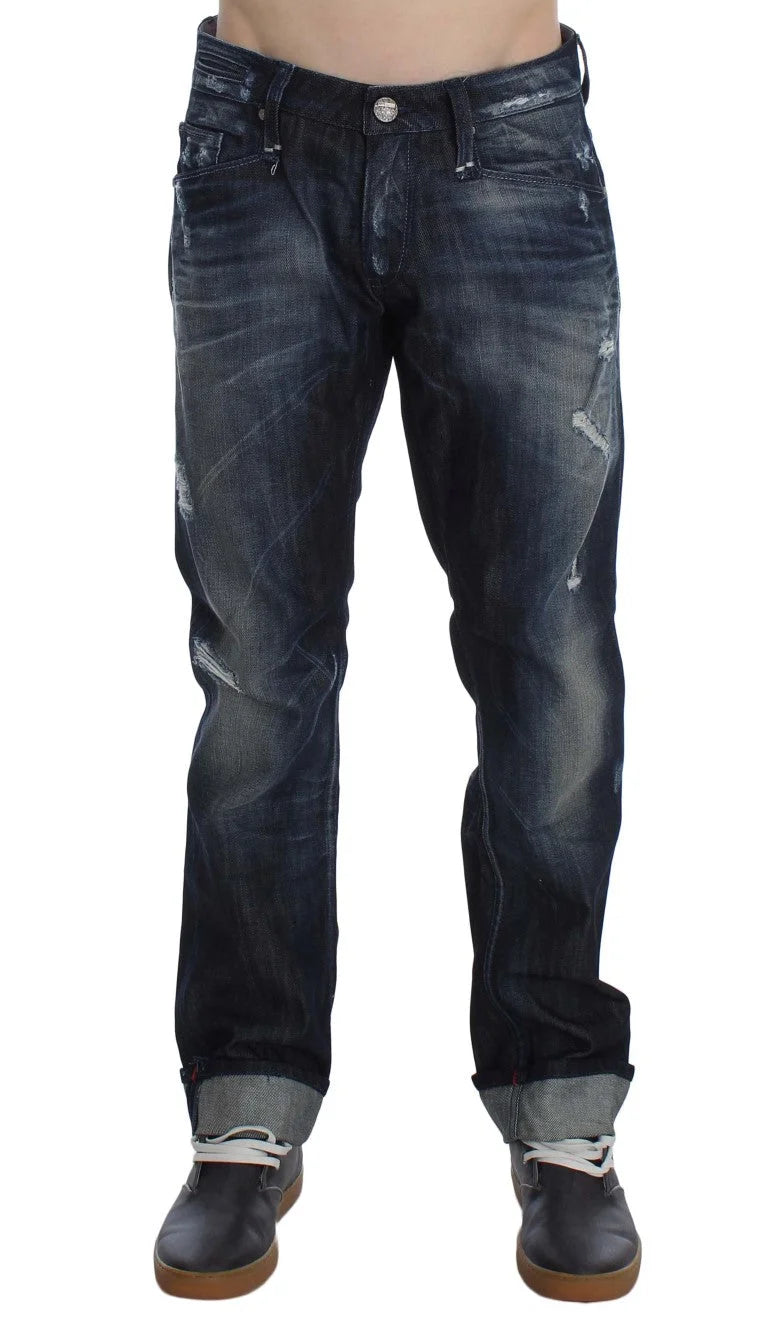 Acht Blue Cotton Regular Straight Fit Jeans - W34 - Jeans
