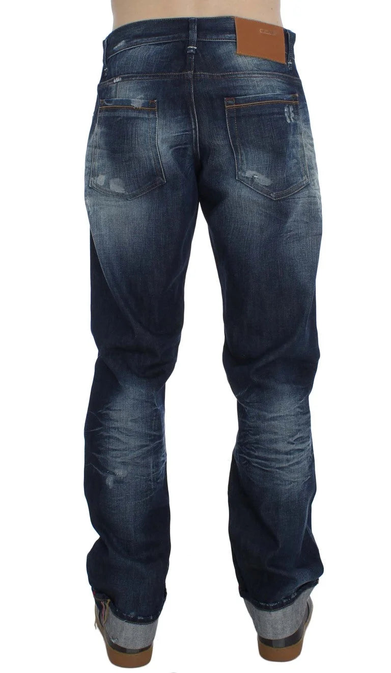 Acht Blue Wash Cotton Denim Regular Fit Jeans - W34 - Jeans