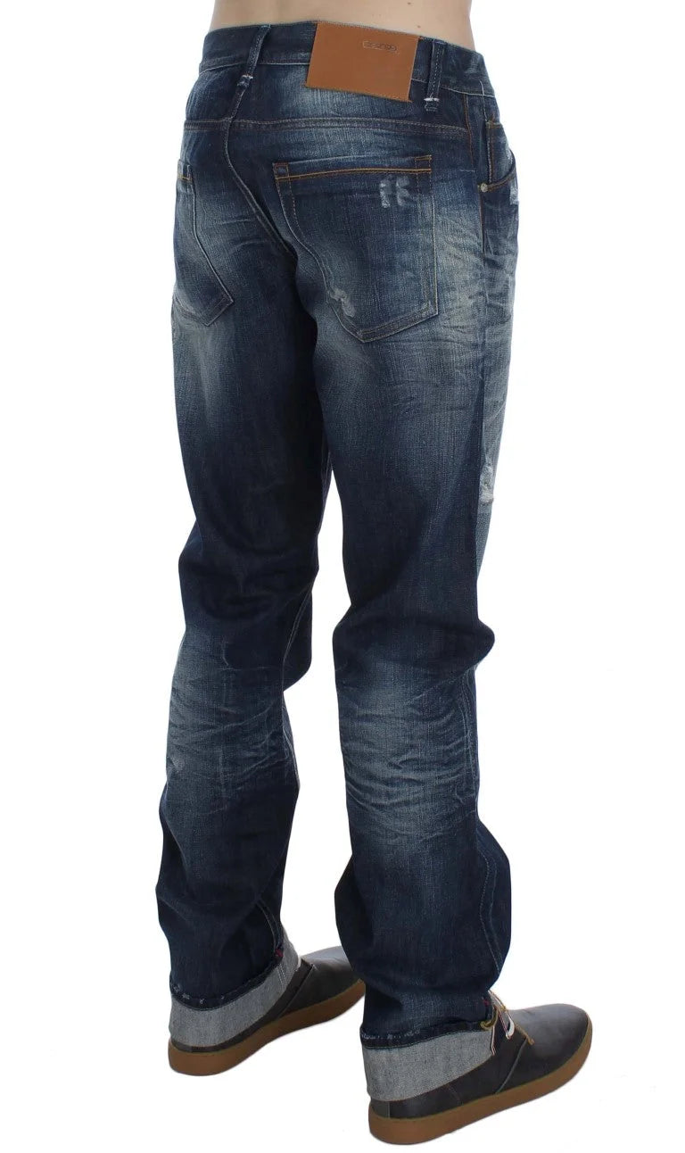 Acht Blue Wash Cotton Denim Regular Fit Jeans - W34 - Jeans