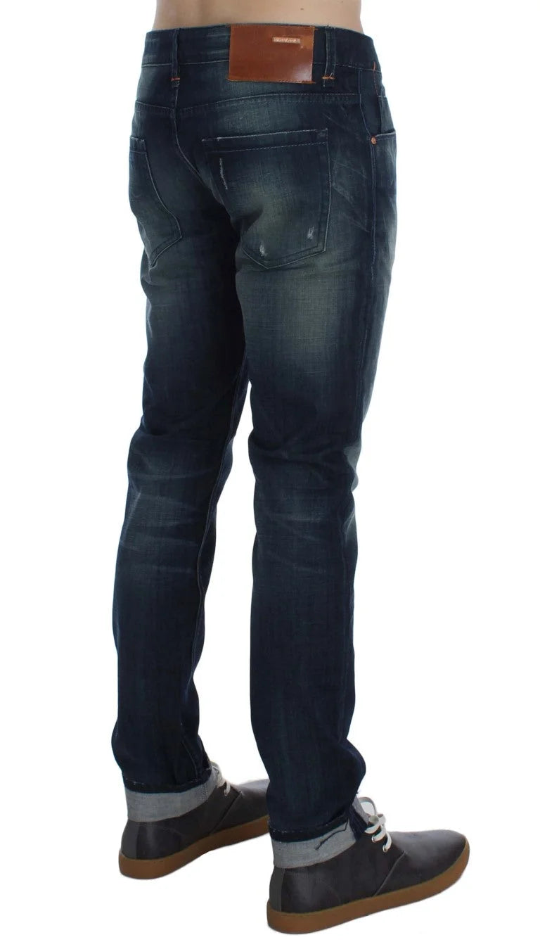 Acht Blue Wash Cotton Denim Slim Fit Jeans - W34 - Jeans