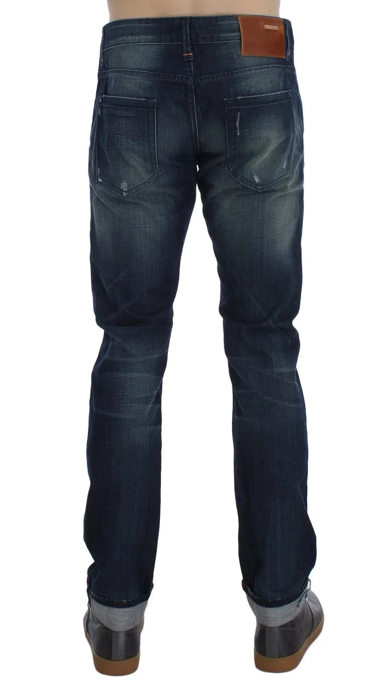 Acht Blue Wash Cotton Denim Slim Fit Jeans - W34 - Jeans