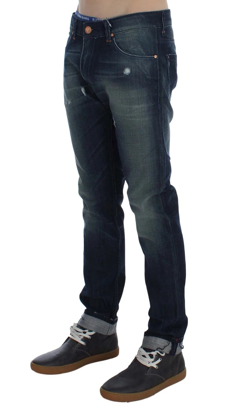 Acht Blue Wash Cotton Denim Slim Fit Jeans - W34 - Jeans