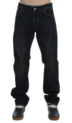 Acht Blue Wash Cotton Denim Straight Fit Jeans - W34 - Jeans