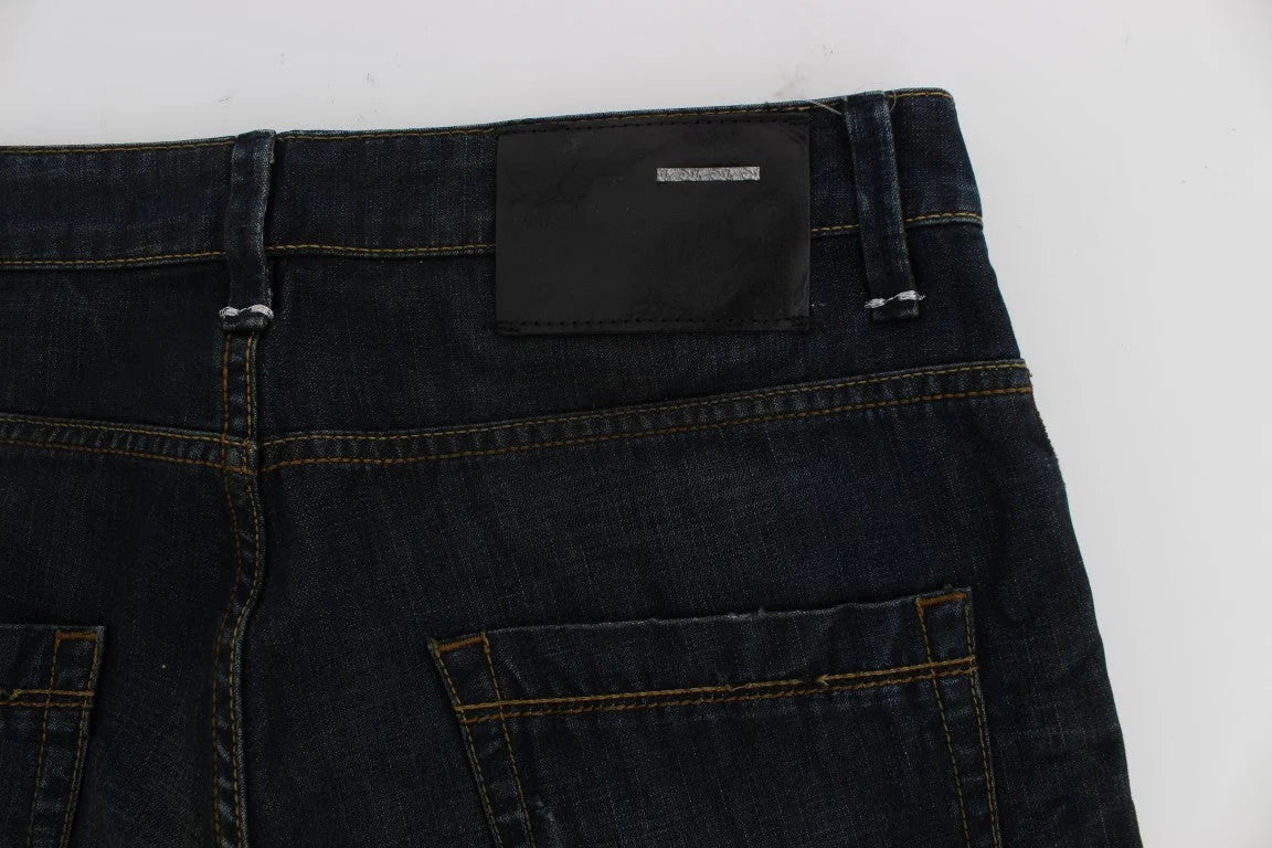 Acht Blue Wash Cotton Denim Straight Fit Jeans - W34 - Jeans