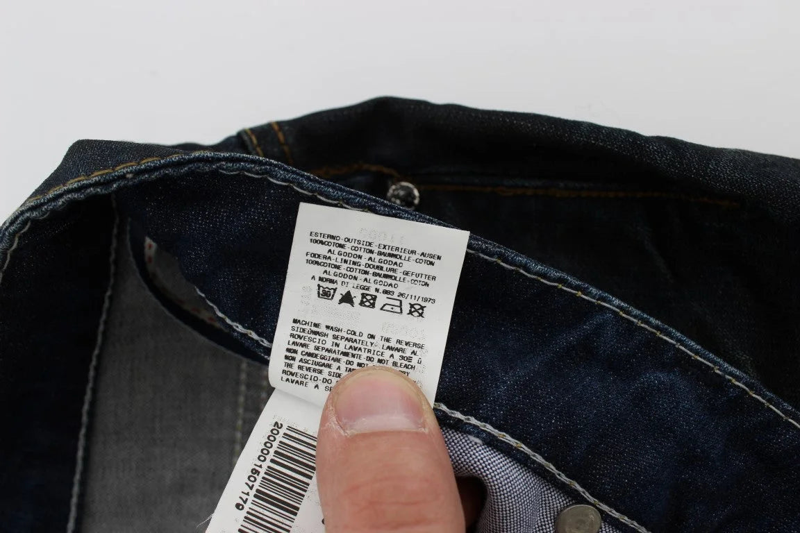 Acht Blue Wash Cotton Denim Straight Fit Jeans - W34 - Jeans