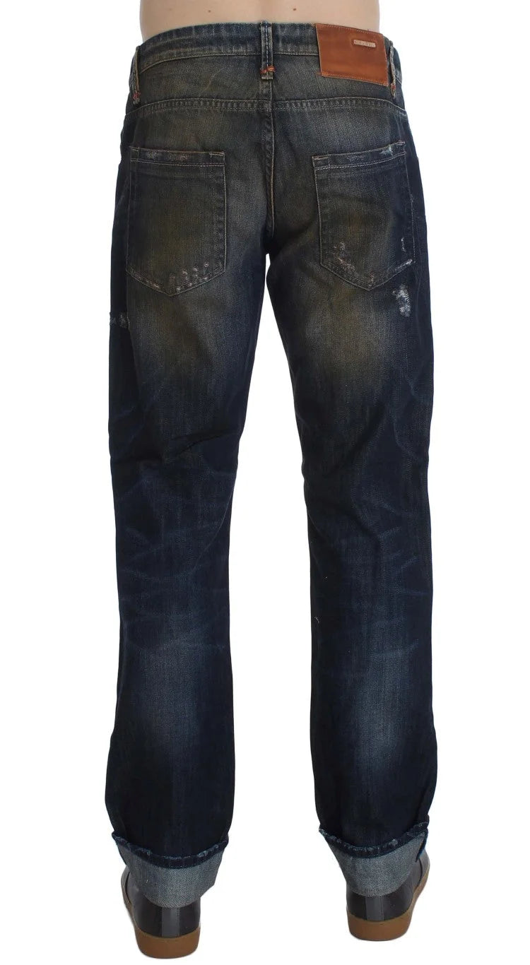 Acht Blue Wash Cotton Regular Straight Fit Jeans - W34 - Jeans