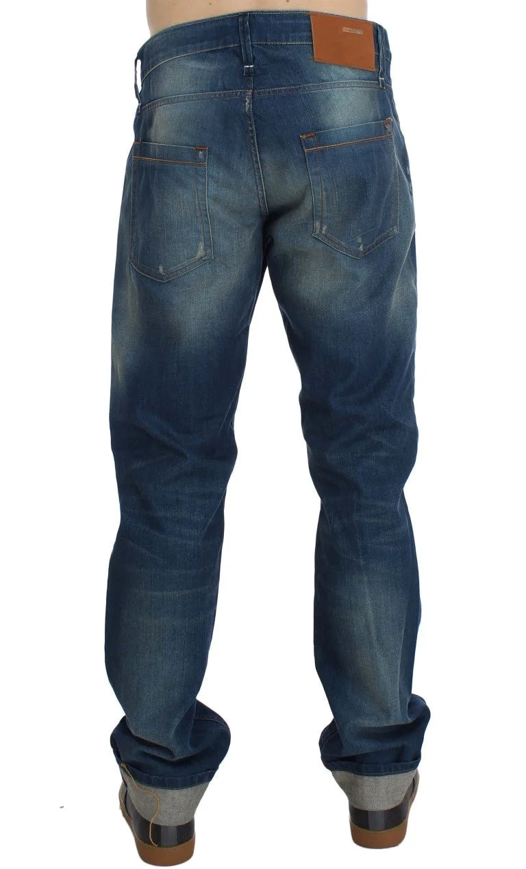 Acht Blue Wash Denim Cotton Stretch Baggy Fit Jeans - W34 - Jeans