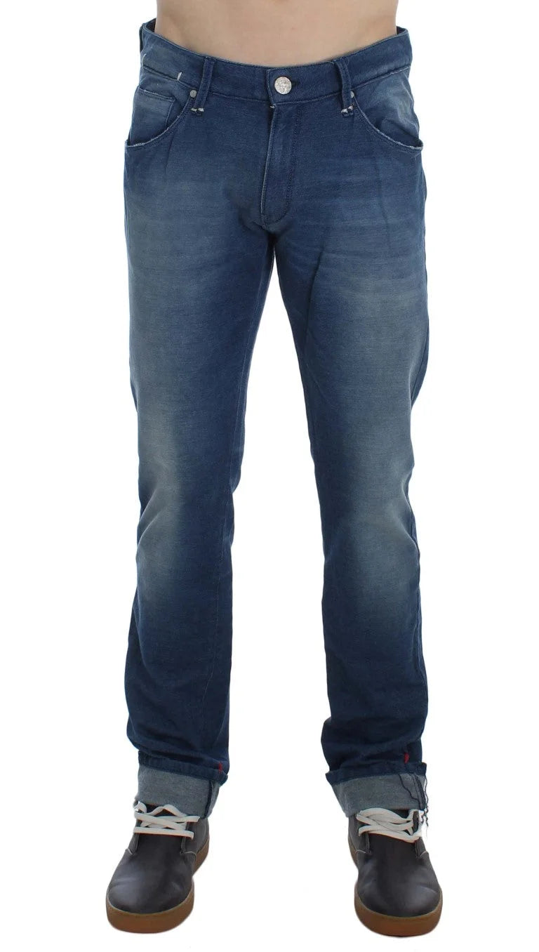 Acht Blue Wash Denim Cotton Stretch Slim Fit Jeans - W34 - Jeans