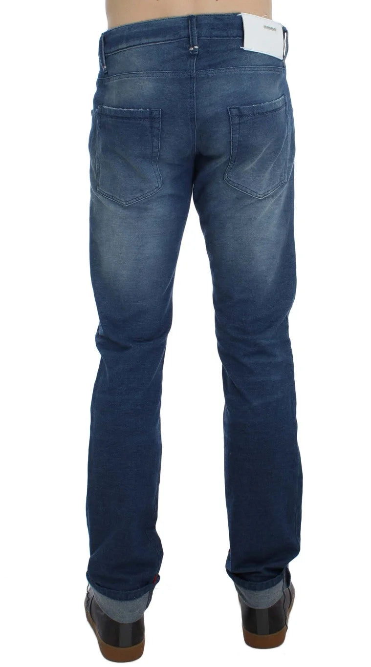 Acht Blue Wash Denim Cotton Stretch Slim Fit Jeans - W34 - Jeans