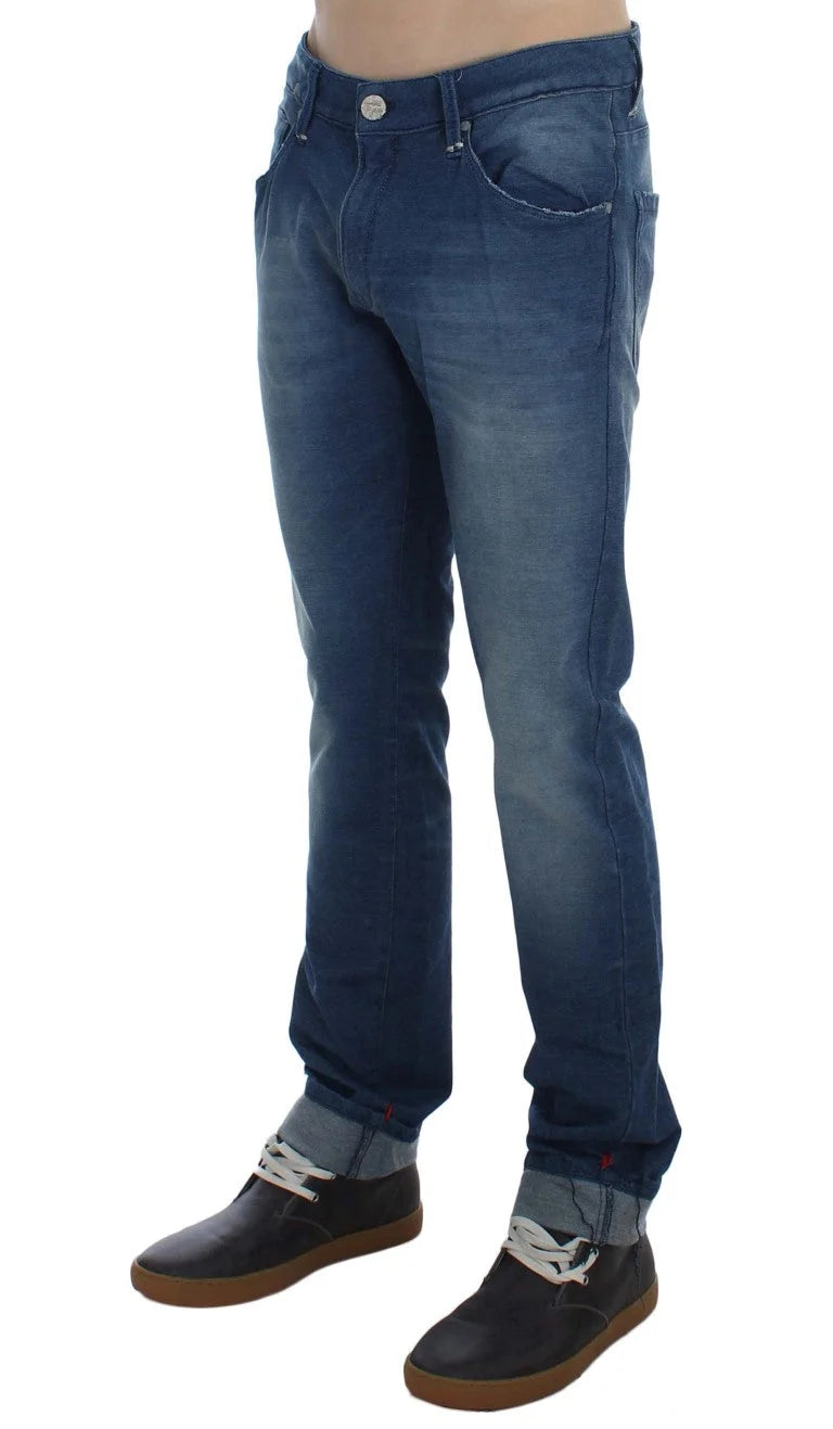 Acht Blue Wash Denim Cotton Stretch Slim Fit Jeans - W34 - Jeans