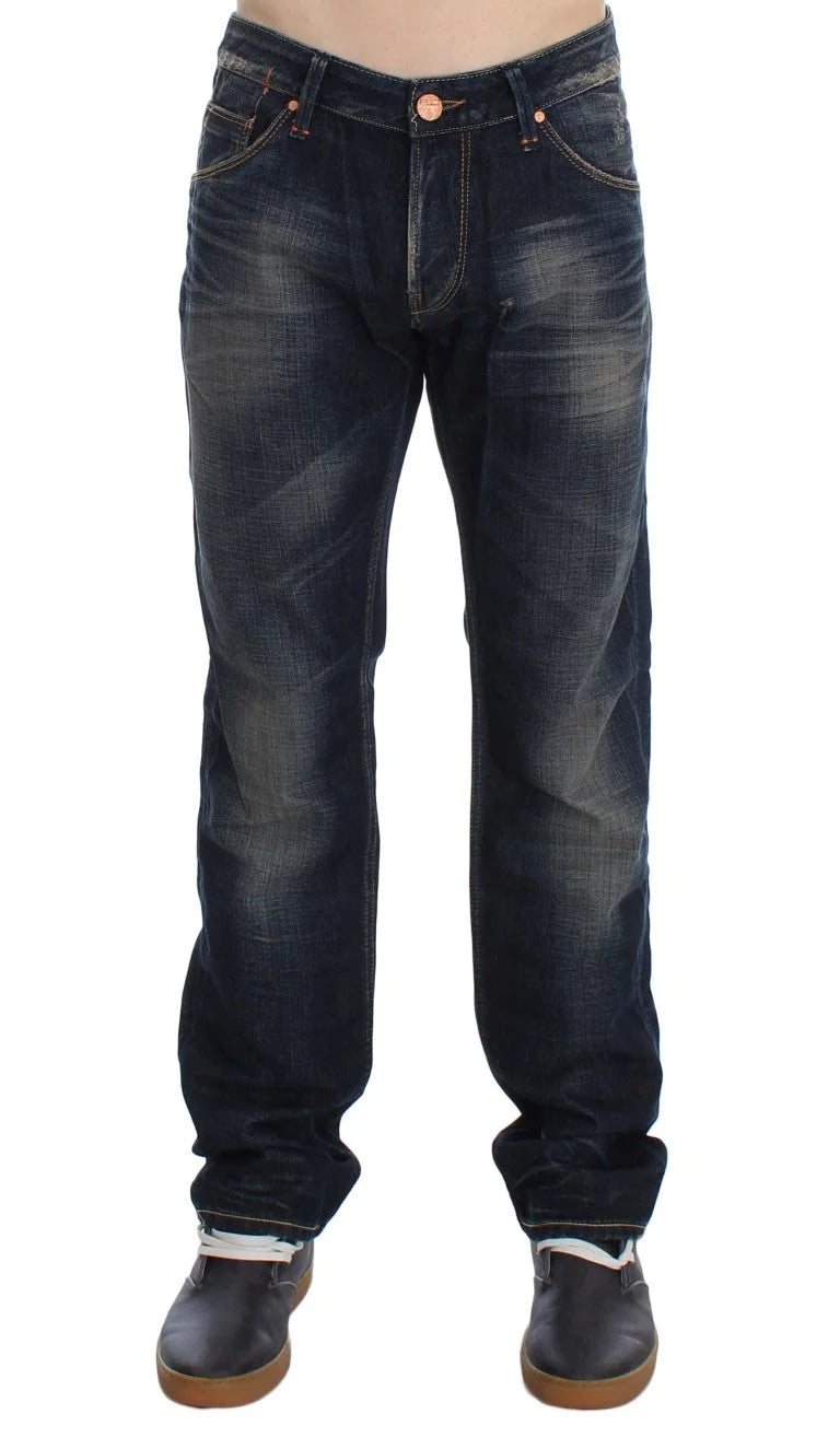 Acht Blue Wash Straight Fit Low Waist Jeans - W34 - Jeans