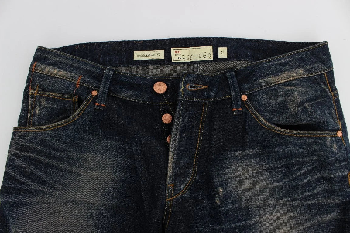 Acht Blue Wash Straight Fit Low Waist Jeans - W34 - Jeans
