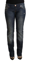 Acht Blue Washed Cotton Low Waist Skinny Denim Jeans - Jeans