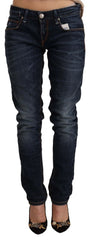 Acht Blue Washed Cotton Low Waist Skinny Denim Jeans - W26