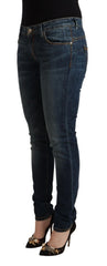 Acht Blue Washed Cotton Low Waist Slim Fit Denim Jeans - Jeans