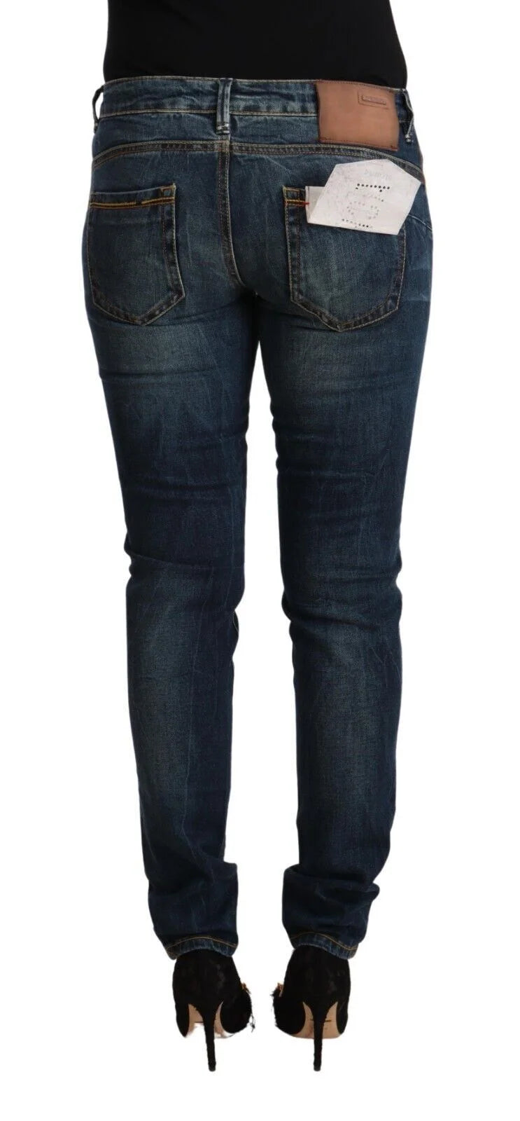 Acht Blue Washed Cotton Low Waist Slim Fit Denim Jeans - Jeans