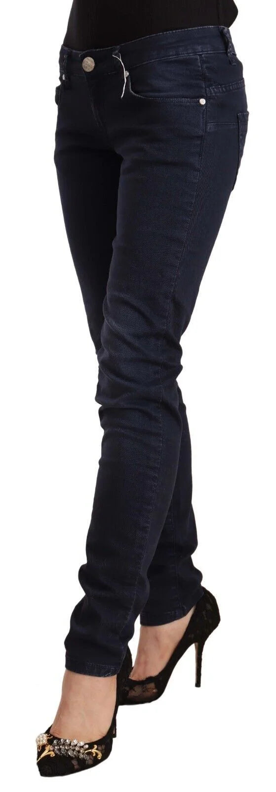 Acht Blue Washed Cotton Low Waist Slim Fit Denim Jeans - W26 - Jeans